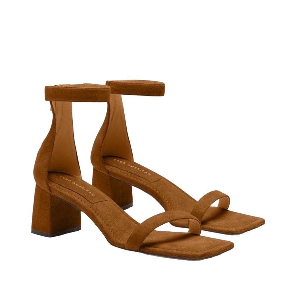 Good American Amber Square Toe Block Heel Sandals NWB Size 10